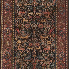 Persian Antique Allover Floral Brown Hand-Knotted Wool Carpet – Circa 1920 BB6631