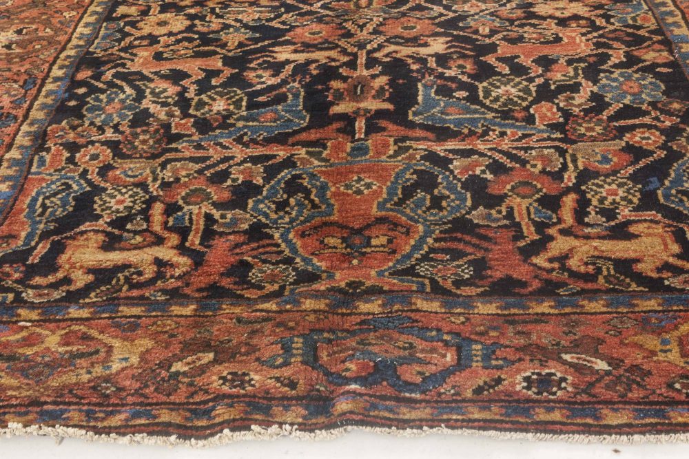 Authentic Antique Persian Feraghan Animal, Botanic Handmade Wool Rug BB6631