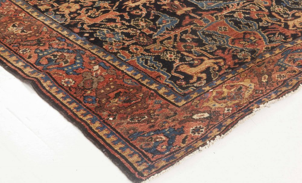 Authentic Antique Persian Feraghan Animal, Botanic Handmade Wool Rug BB6631