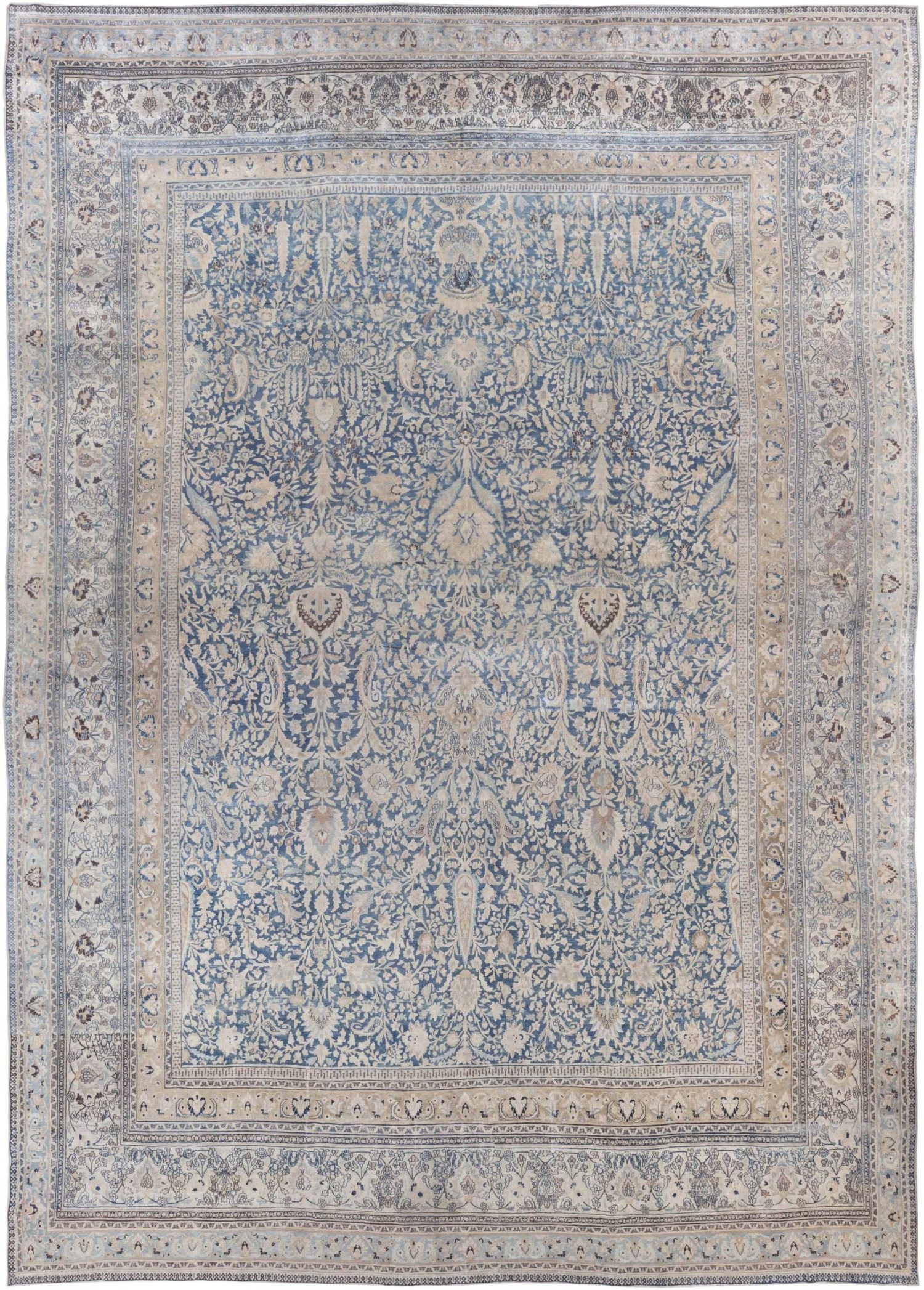 High-quality Oversized Persia Blue, Brown, Beige Handmade Wool Rug BB6791