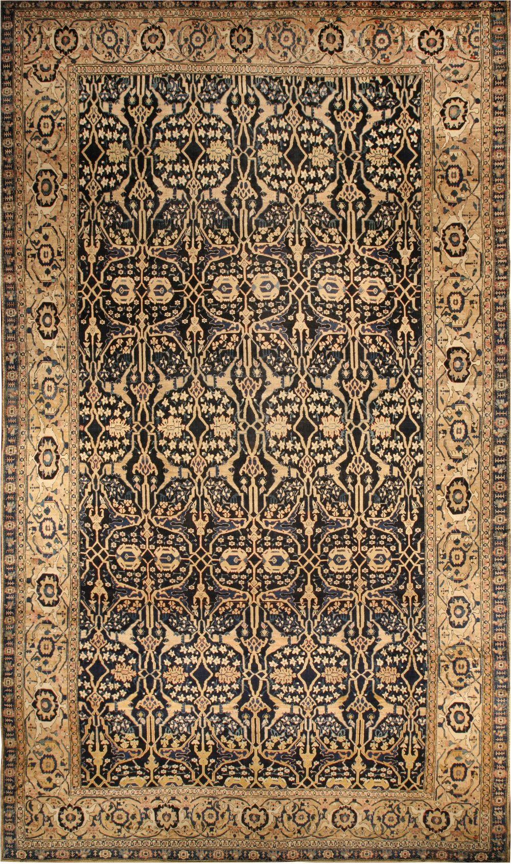 Oversized Antique Persian Senneh Handmade Wool Rug BB6720