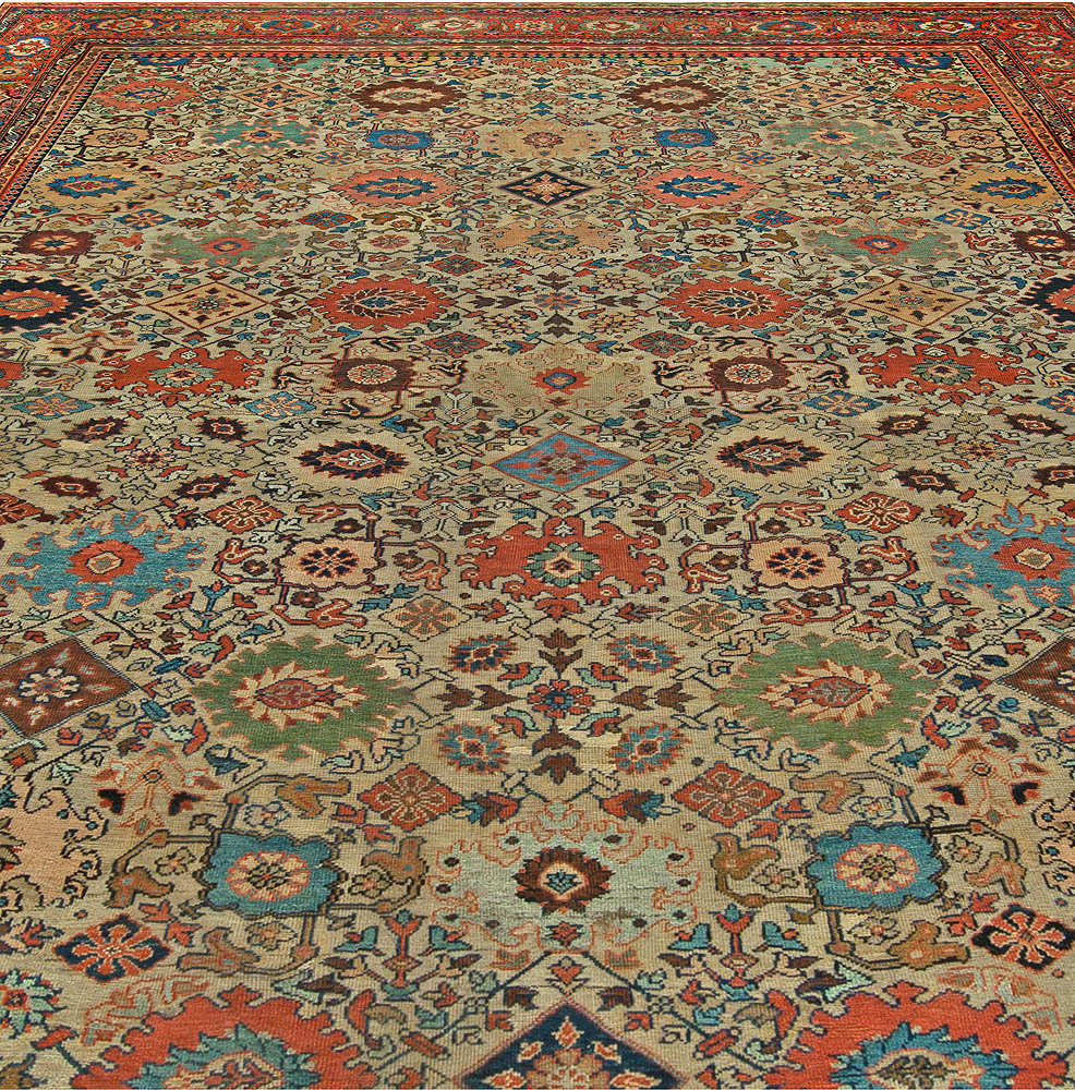 Authentic 19th Century Sultanabad Handwoven Wool Rug BB6825