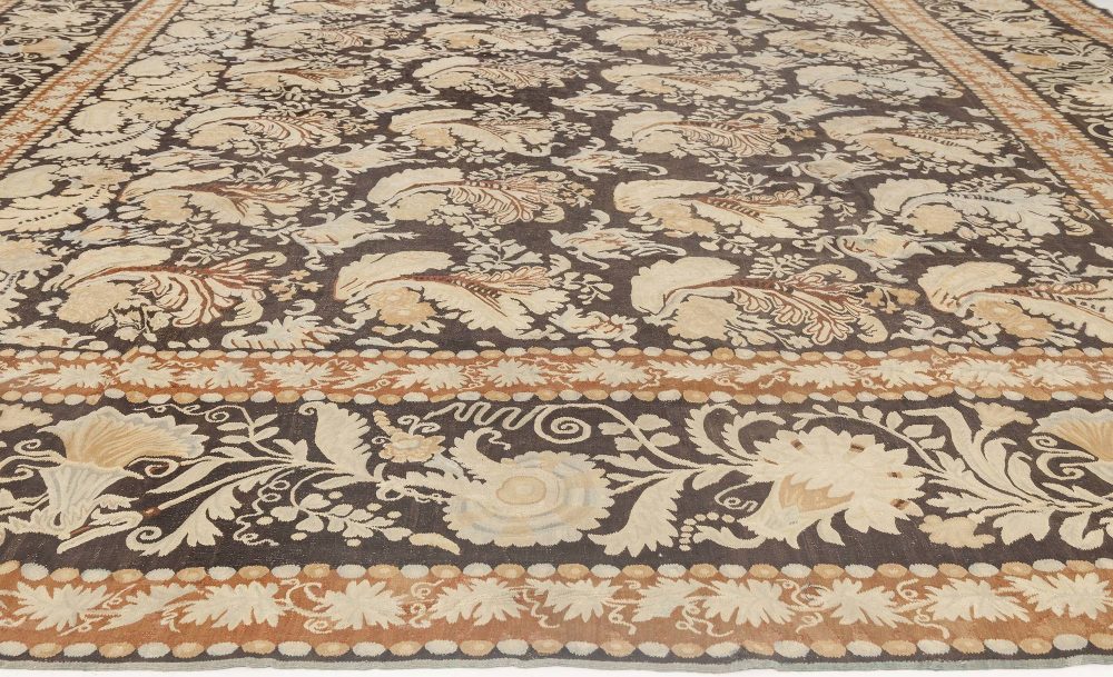 19th Century Russian Bessarabian Black Background Wool Carpet BB6685
