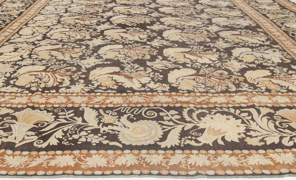 19th Century Russian Bessarabian Black Background Wool Carpet BB6685