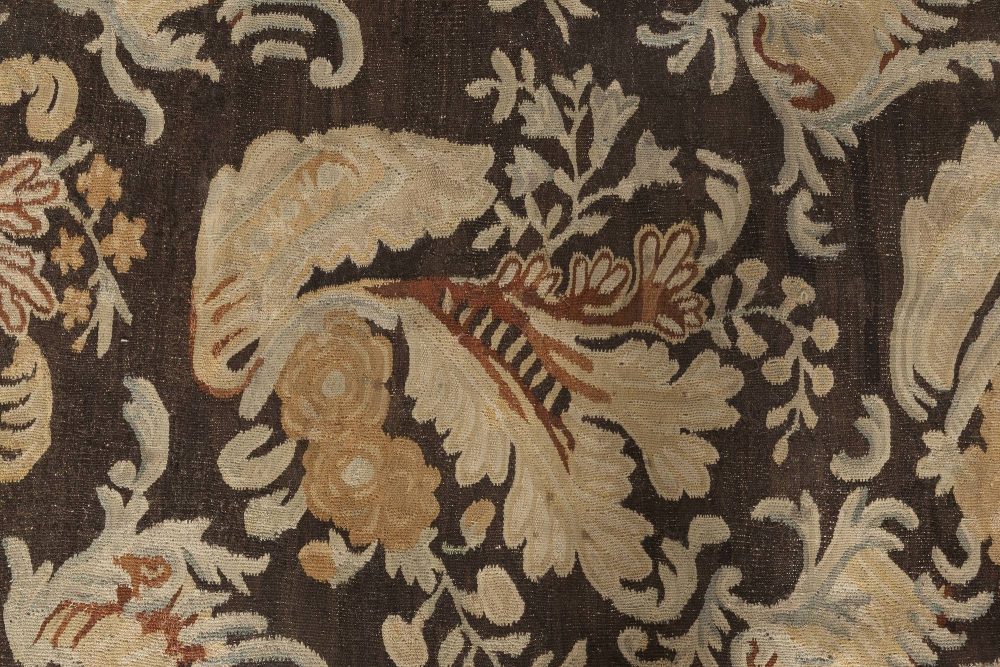 19th Century Russian Bessarabian Black Background Wool Carpet BB6685