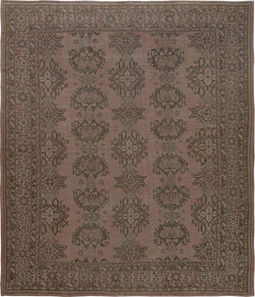 Early 20th Century Turkish Oushak Handmade Wool Rug BB6836