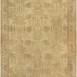 Antique Oushak Turkish Allover Cream Beige Hand-Knotted Wool Rug – Circa 1920 BB6851