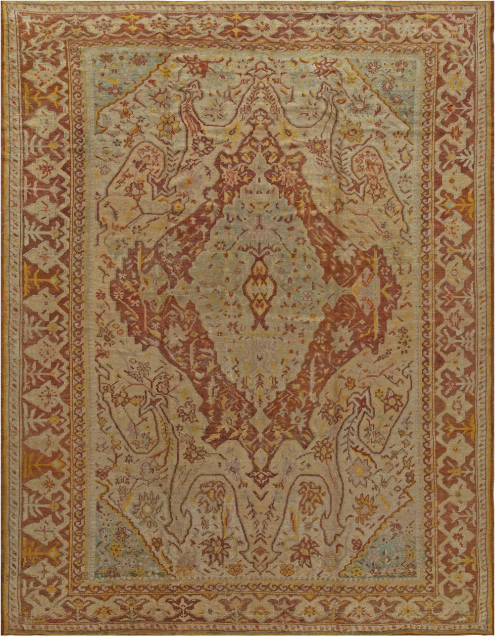 19th Century Turkish Oushak Handmade Wool Rug BB6830