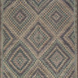 Moroccan Vintage Geometric Dark Gray Hand-Knotted Wool Rug BB6868