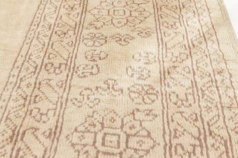 Oversized Antique Turkish Oushak Beige Handmade Wool Carpet BB6805