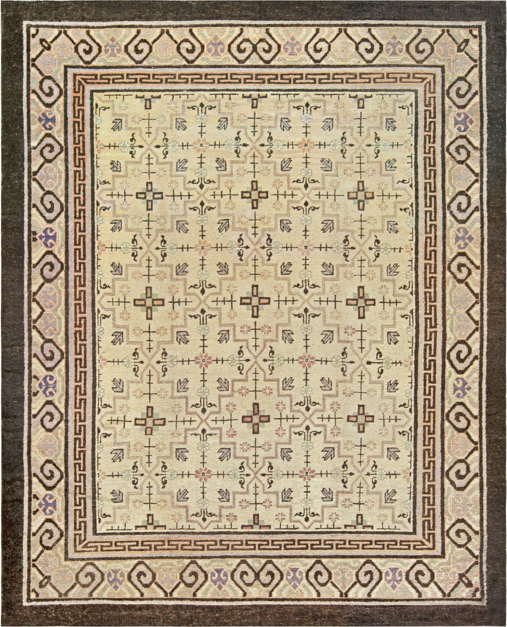 Authentic 19th Century Samarkand Handmade Wool Rug BB6796