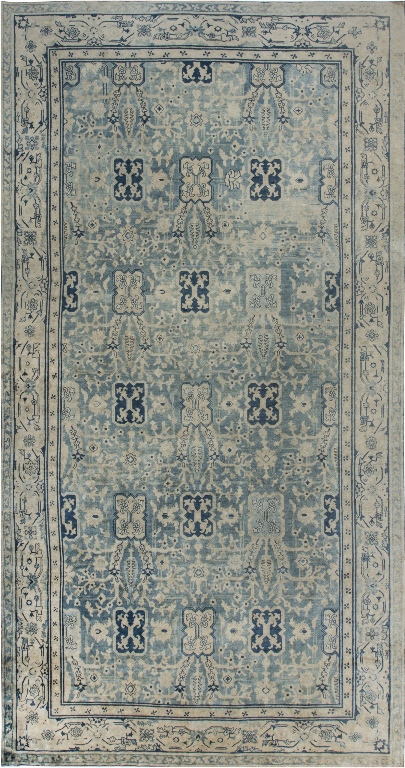 Vintage Chinese Blue Handwoven Wool Rug BB6848