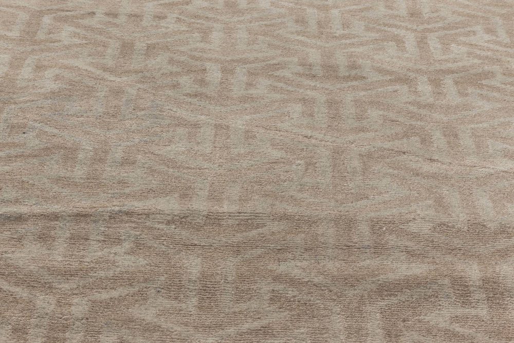 Doris Leslie Blau Collection Modern Geometric Tibetan Terra Rug in Natural Wool N11808