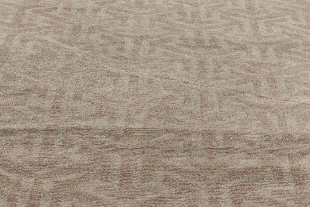 Doris Leslie Blau Collection Modern Geometric Tibetan Terra Rug in Natural Wool N11808