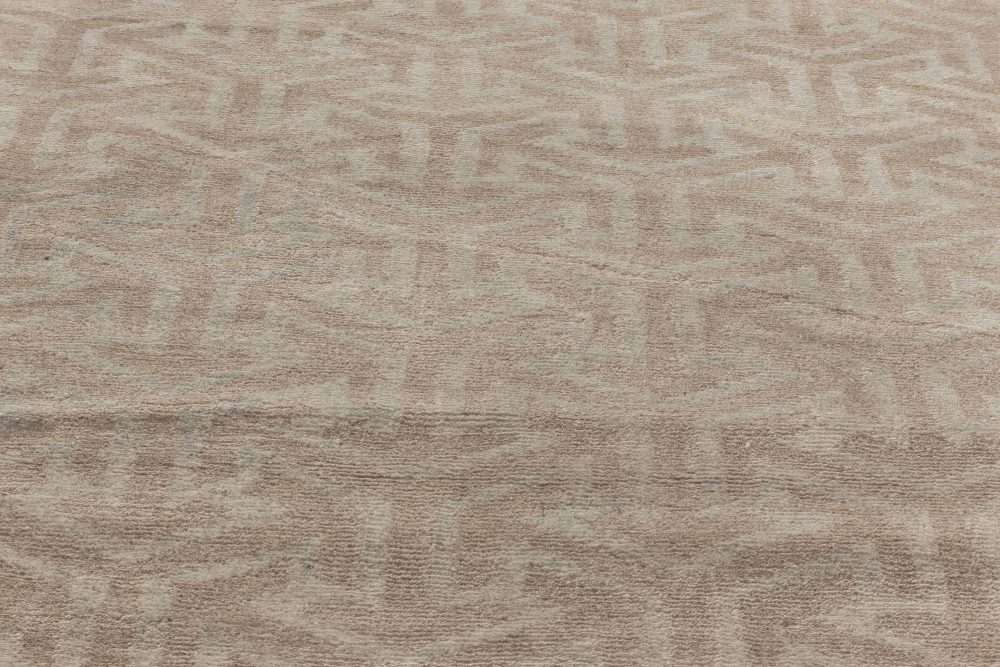 Doris Leslie Blau Collection Modern Geometric Tibetan Terra Rug in Natural Wool N11808