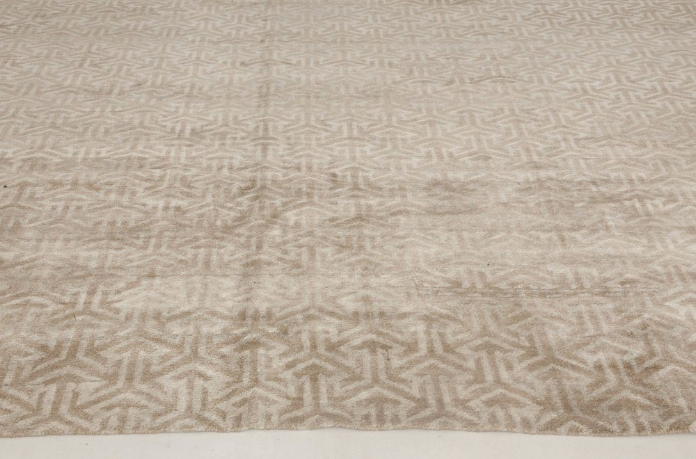 Doris Leslie Blau Collection Modern Geometric Tibetan Terra Rug in Natural Wool N11808