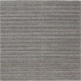 Contemporary Hand-Knotted Solid Stripes Slate Gray Handmade Wool Carpet “Plumbago” N11842