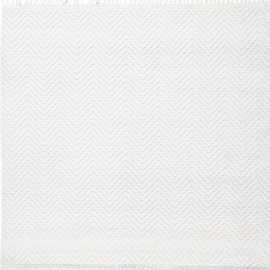 Modern Geometric Herringbone Cream Handmade Wool Rug “Frostbone” N11838