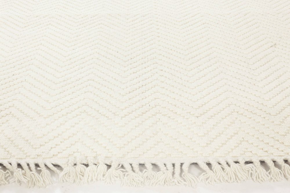 Doris Leslie Blau, Bauer Collection White Herringbone Design Modern Wool Rug II N11838