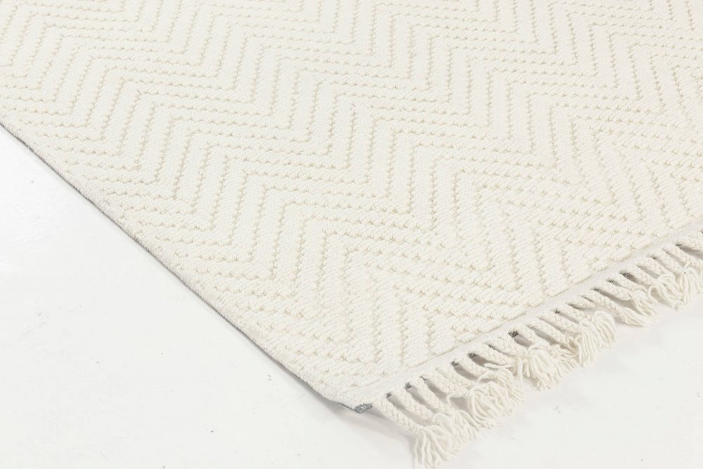 Doris Leslie Blau, Bauer Collection White Herringbone Design Modern Wool Rug II N11838