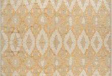 Modern Kasuri Beige, Gold & <mark class='searchwp-highlight'>Orange</mark> Hand Knotted Wool Rug N11803
