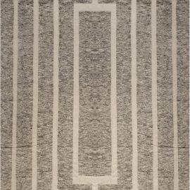 Contemporary Geometric Ivory Hand-Knotted Wool Carpet “Nexus” N11806