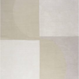 Abstract Modern Light Beige Handmade Wool & Silk Rug “Shadow Box” N11765