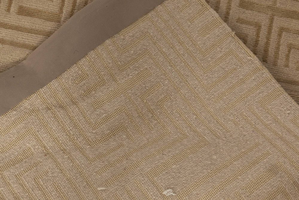 Doris Leslie Blau Collection Geometric Maze Design Beige Modern Wool, Silk Rug N11799