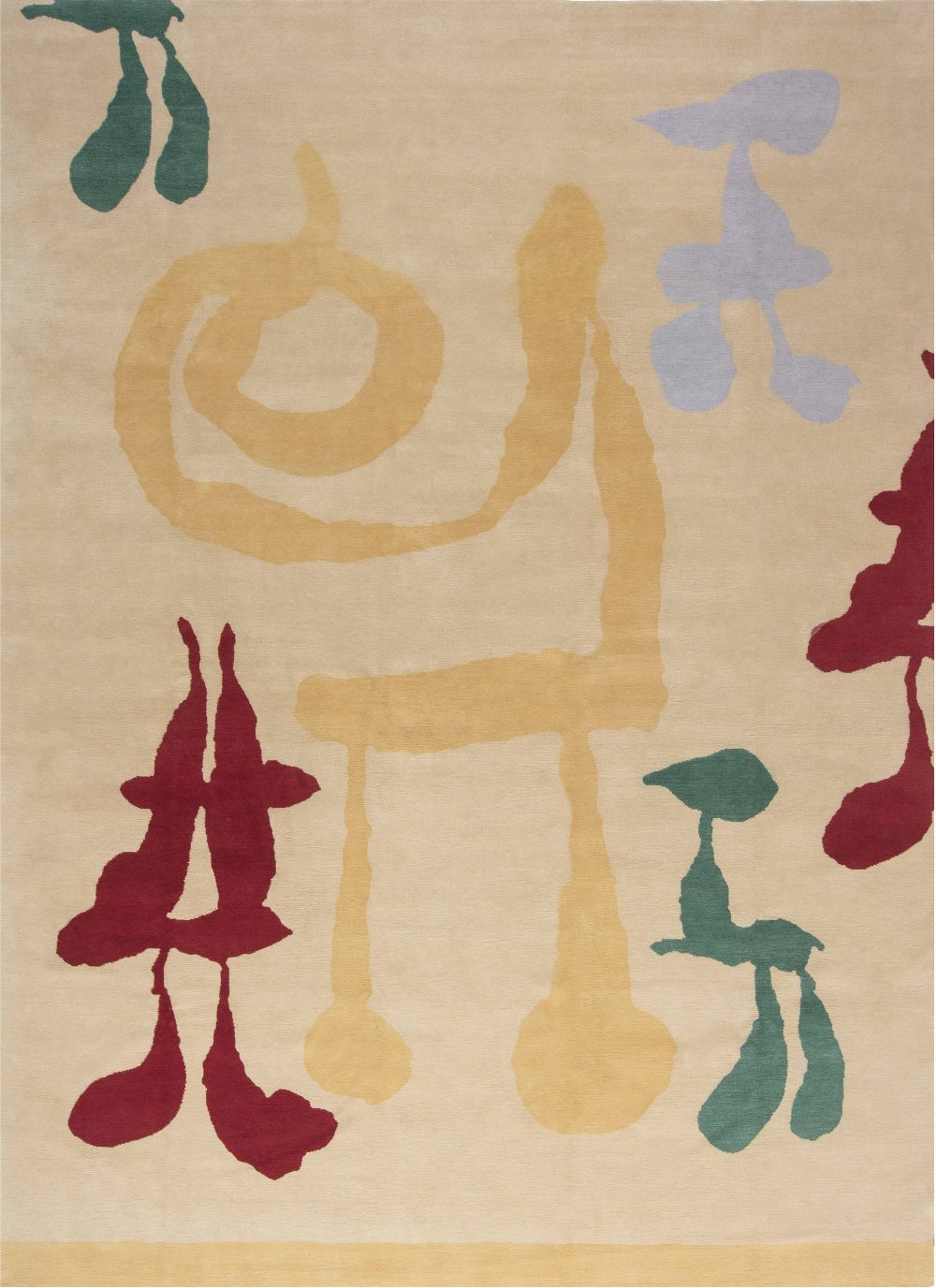 Mother and Child Modern Hand Knotted Wool and Silk Rug N11784