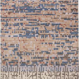 Abstract Modern Geometric Tan Handmade Wool & Silk Rug “Daybreak” N11787