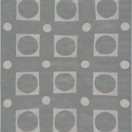Contemporary Art Deco Geometric Slate Gray Hand-Knotted Carpet “Selene” N11756