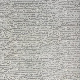 Modern Abstract Bark Motif Light Gray Handmade Wool & Silk Rug “Arborea” N11785