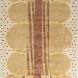 Oversized Arvika Art Deco Yellow, Brown and Beige Wool Rug N11817