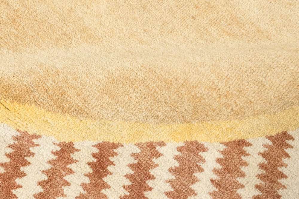 Oversized Arvika Art Deco Yellow, Brown and Beige Wool Rug N11817