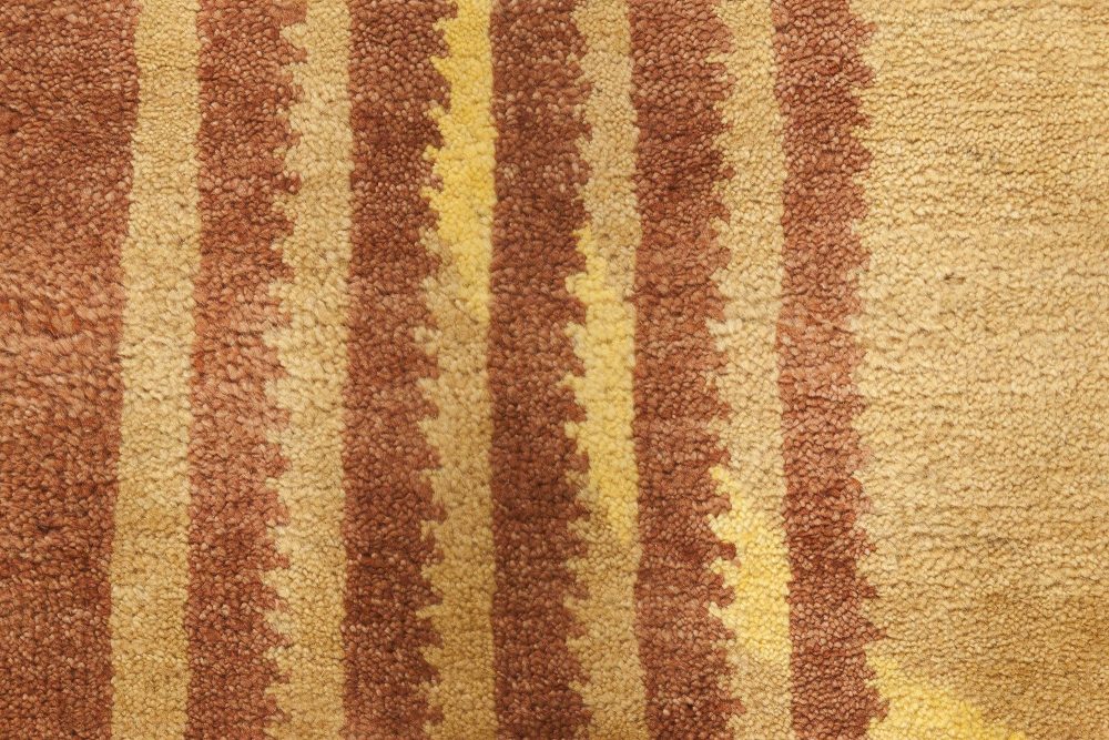 Oversized Arvika Art Deco Yellow, Brown and Beige Wool Rug N11817