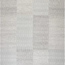 Modern Flatweave Geometric Light Gray Wool Rug “Guilloche” N11858