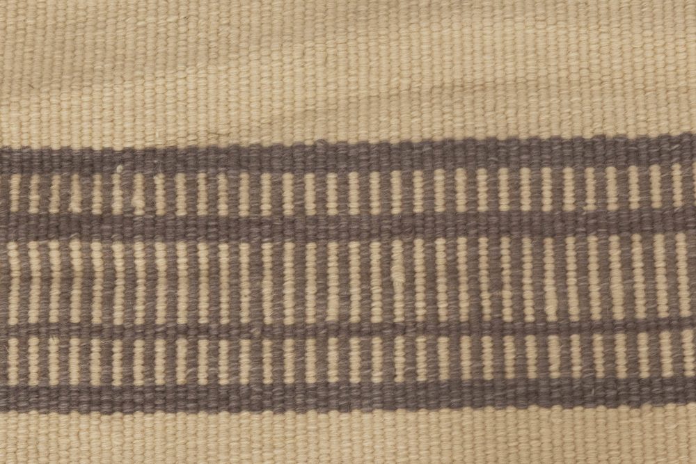 Doris Leslie Blau Collection Brown, Beige Striped Modern Flat-Weave Wool Rug N11795