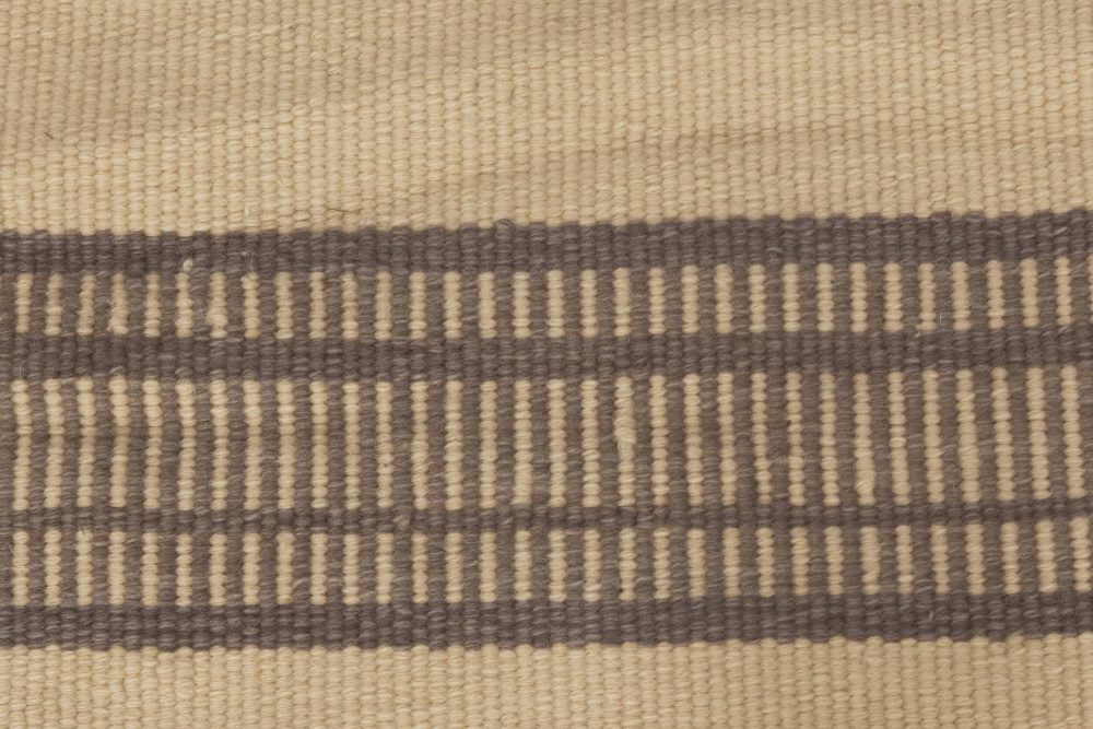 Doris Leslie Blau Collection Brown, Beige Striped Modern Flat-Weave Wool Rug N11795