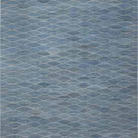 Contemporary Swedish Design Blue Hand-knotted Wool Rug N11824