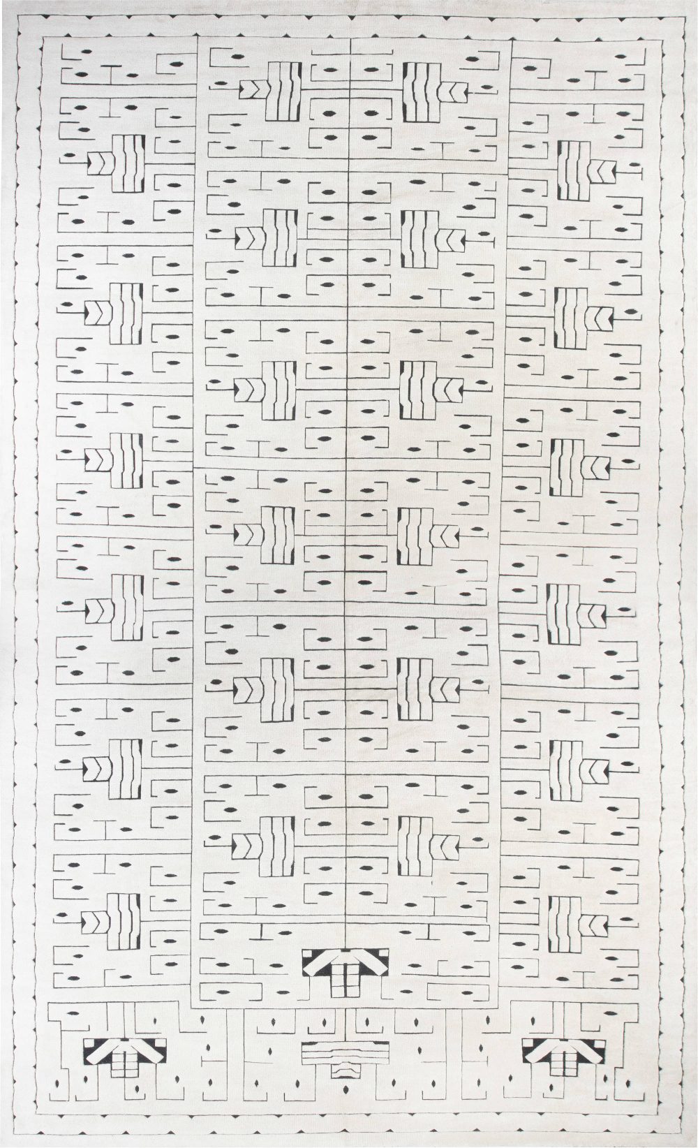 Swedish Skvattram Half Pile Geometric Rug II N11847