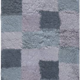 Contemporary Geometric Grid Slate Gray Handmade Wool Carpet “Duskfall” N11821