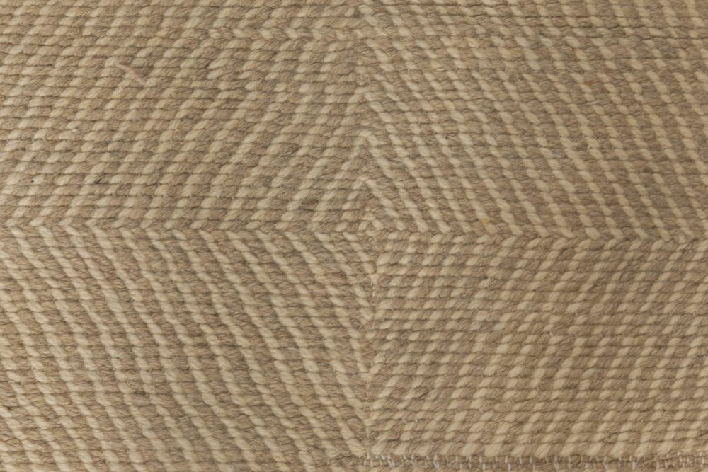 Doris Leslie Blau Collection Deux Diamond Beige and Brown Handmade Wool Rug N11801