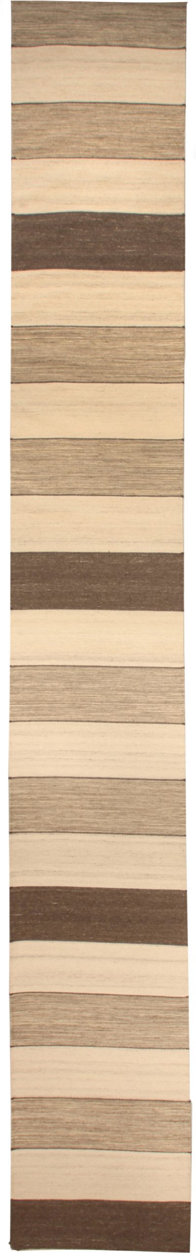 Doris Leslie Blau Collection Beige, Brown Striped Tulu Nadu Flat-Weave Runner N10932