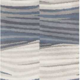Abstract Modern Striped Light Gray Hand-Knotted Silk Runner “Moraine” N11783