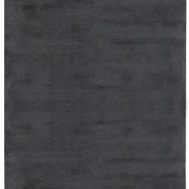 Contemporary Hand-Knotted Solid Charcoal Mohair Rug “Obsidian” N11820
