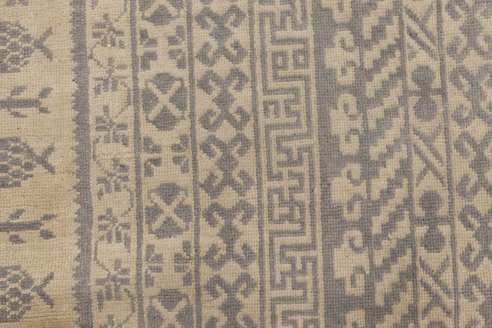 Doris Leslie Blau Collection Samarkand Style Beige Gray Sepia Handmade Wool Rug N11761