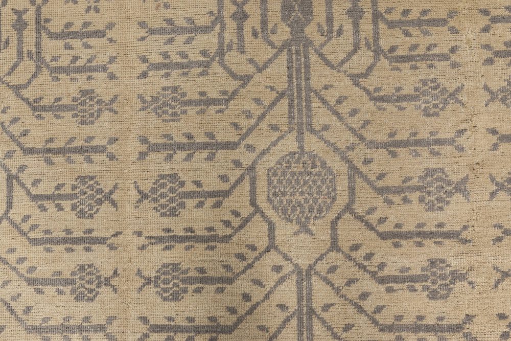 Doris Leslie Blau Collection Samarkand Style Beige Gray Sepia Handmade Wool Rug N11761