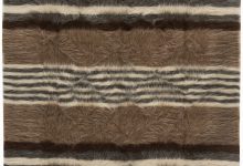Doris Leslie Blau, Taurus Collection Striped Brown, <mark class='searchwp-highlight'>White</mark>, Gray, Goat Hair Rug N11450
