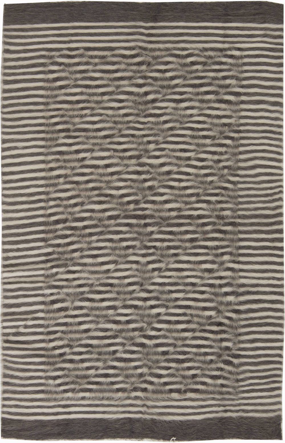 Doris Leslie Blau, Taurus Collection Striped White, Anthracite Goat Hair Rug N11463