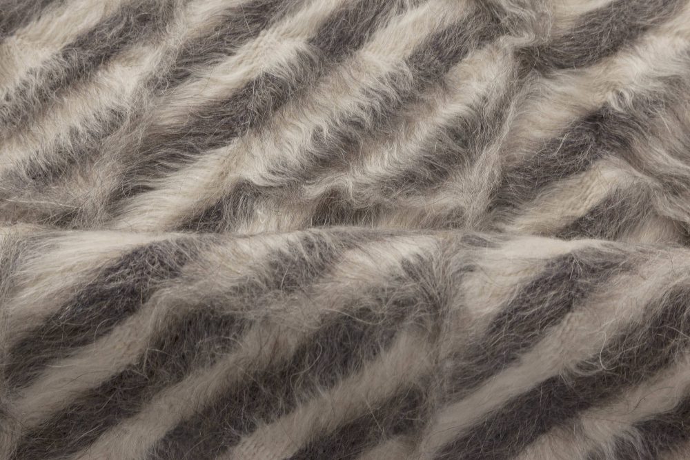 Doris Leslie Blau, Taurus Collection Striped White, Anthracite Goat Hair Rug N11463